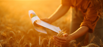 Farmer with agriculture data